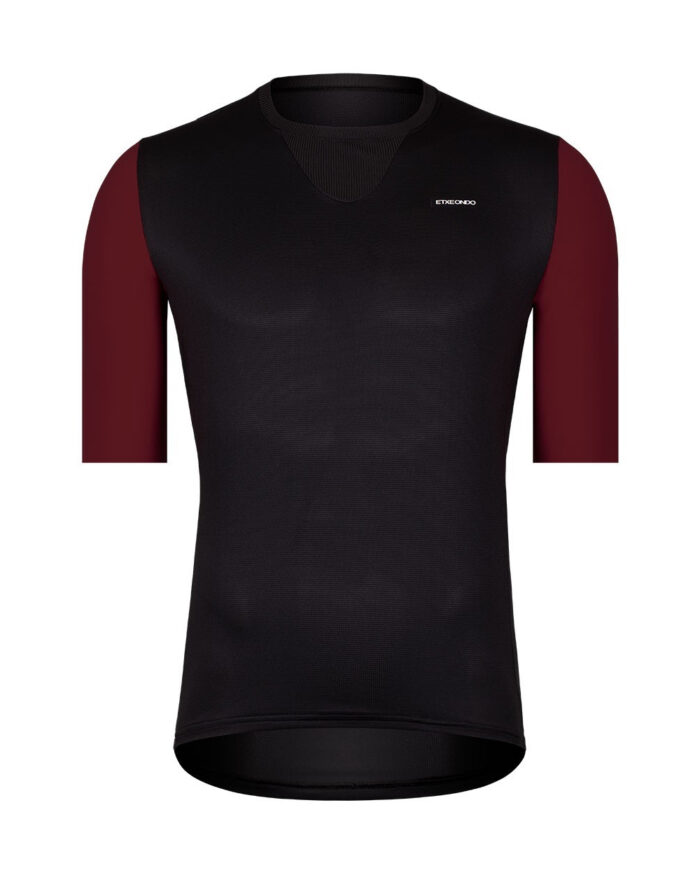 ETXEONDO Maillot Manga Corta Hombre Barden negro / granate - Imagen 1