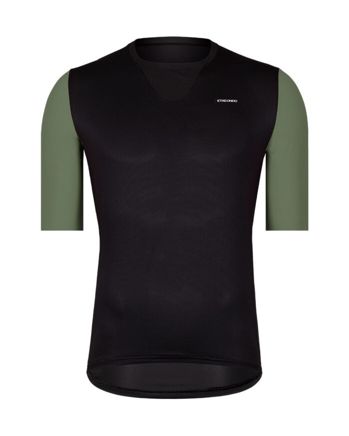 ETXEONDO Maillot Manga Corta Hombre Barden negro / verde kaqui - Imagen 1