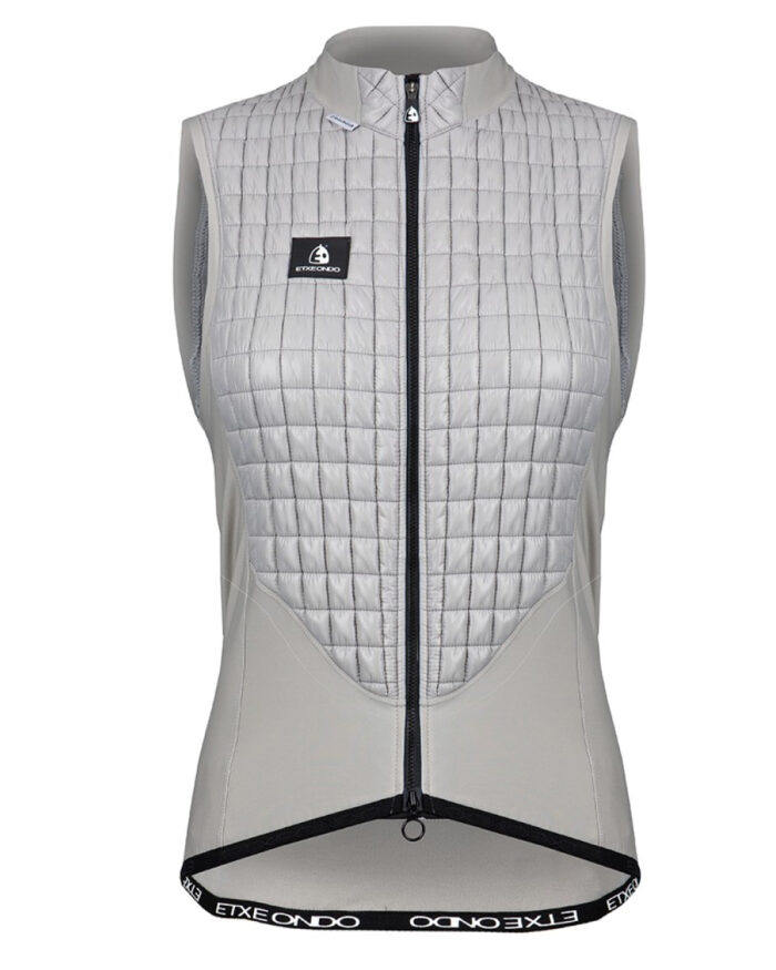 CH-ARA-GR-1 ETXEONDO Chaleco Mujer Ara Primaloft amarillo gris perla - Imagen 1