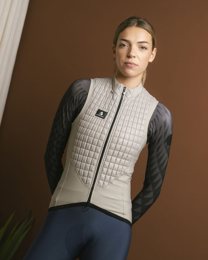 ETXEONDO Chaleco Mujer Ara Primaloft amarillo gris perla - Imagen 3