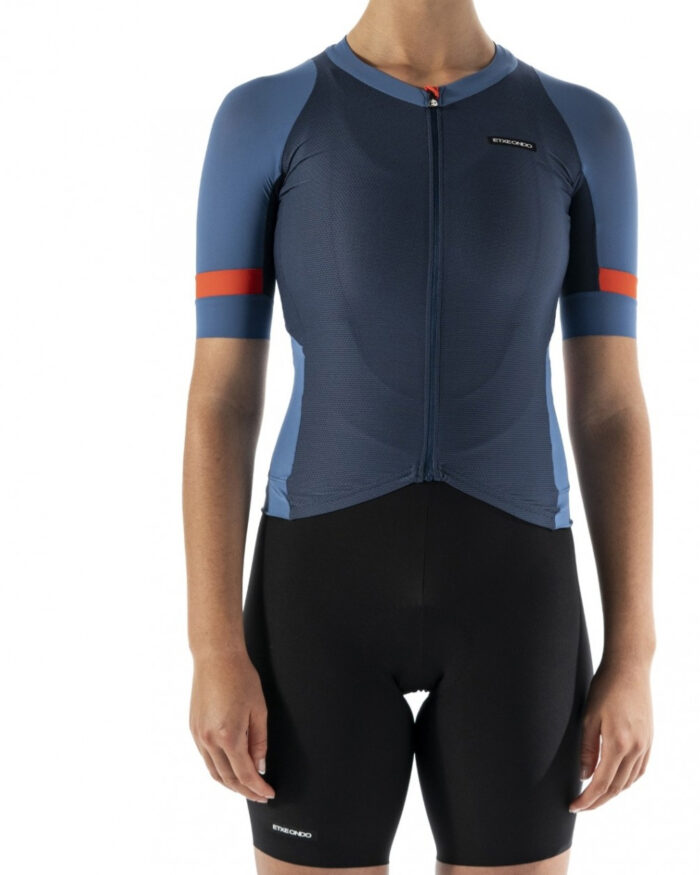 ETXEONDO Maillot Manga Corta Mujer Mendia azul / naranja - Imagen 3