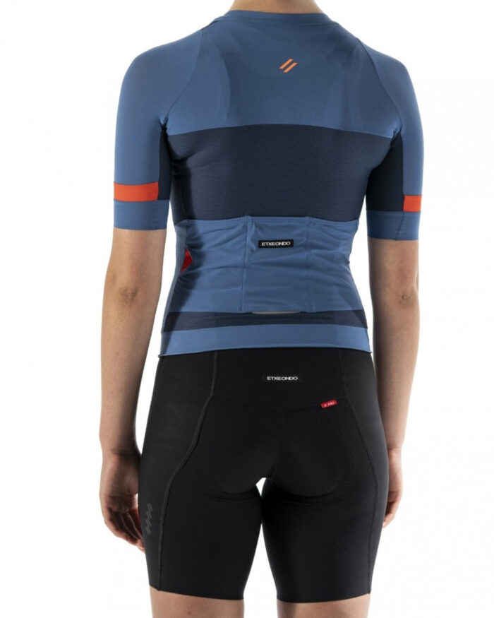 ETXEONDO Maillot Manga Corta Mujer Mendia azul / naranja - Imagen 4